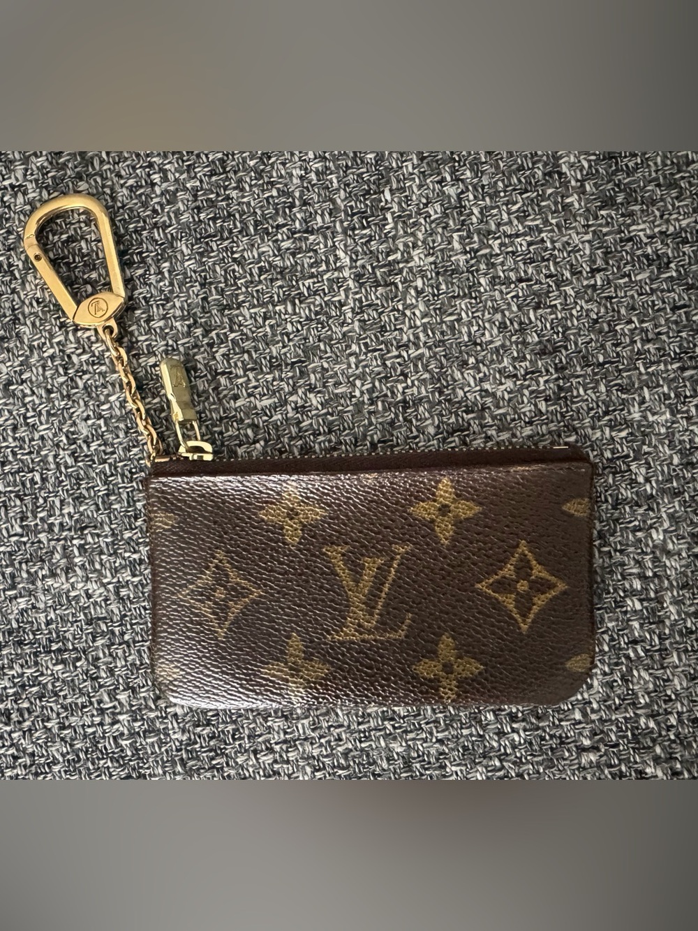 Louis Vuitton Monogram Mini Key Pouch in Brown with Gold Hardware